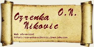 Ozrenka Niković vizit kartica